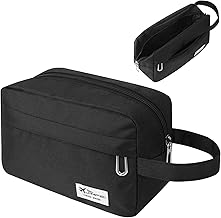 Toiletry Bag for Men, Portable Travel Wash Bag, Water-Resistant Shaving Bag, Cosmetic Organiser Bag for Travel Shower Bathroom Makeup Bag with Handle (Black)