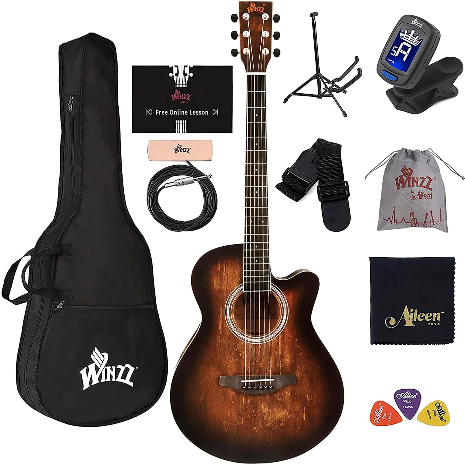 WINZZ AFO300C 4/4 Carbon Fiber Acoustic Guitar with Solid