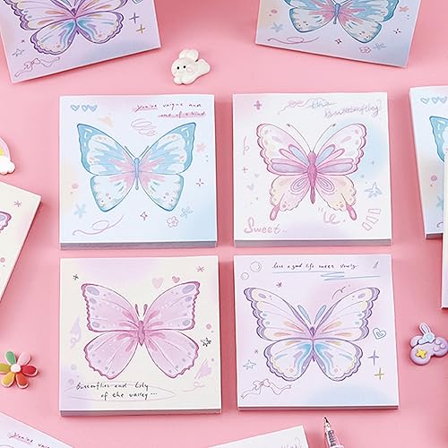 Miniatura 2 de Paquete de 4 notas adhesivas de mariposa, bloc de notas adhesivas de 3 x 3 pulgadas, bloc de notas adhesivas de mariposa Kawaii, bloc de notas
