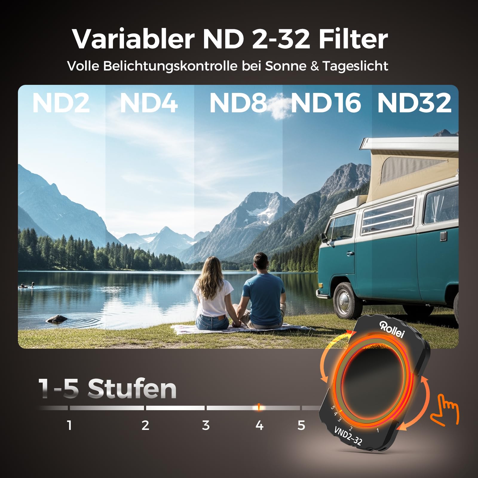 Rollei Magnetisches Filter Set Kompatibel mit DJI Osmo Pocket 3, Osmo Pocket 4, 3 in 1 Filters ND 2-32 + CPL + Black Mist 1/4 mit Optisches Glas Nano Beschichtungen, DJI-Pocket-3-4-Zubehör