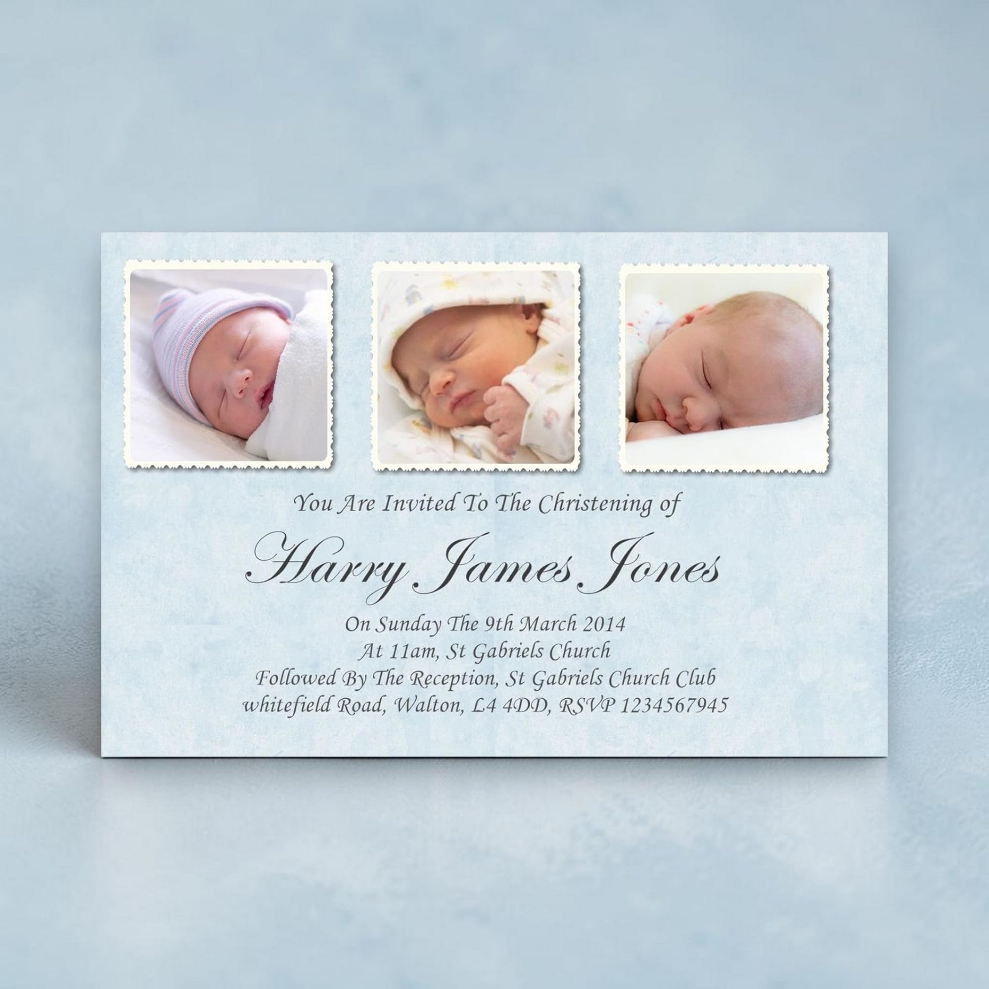 40 Personalised Boys Christening - Baptism Invitations - Invites with Envelopes, White, 6x4 inch - Image 4