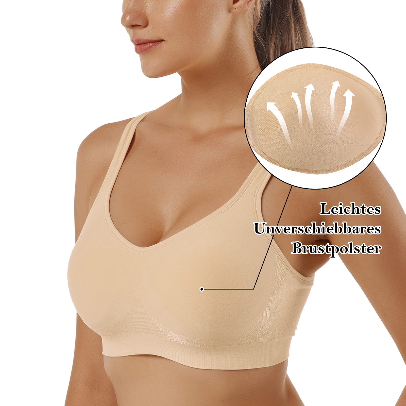 Vertvie Reggiseno Sportivo Donna 1/2/3 Set Basic Senza Ferretto Senza Cuciture Imbottite Yoga Running Reggiseno Top