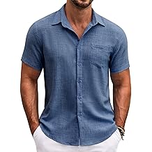 Mens Button Down Short Sleeve Shirt Casual Shirts Summer Beach Textured Shirts with Pocket