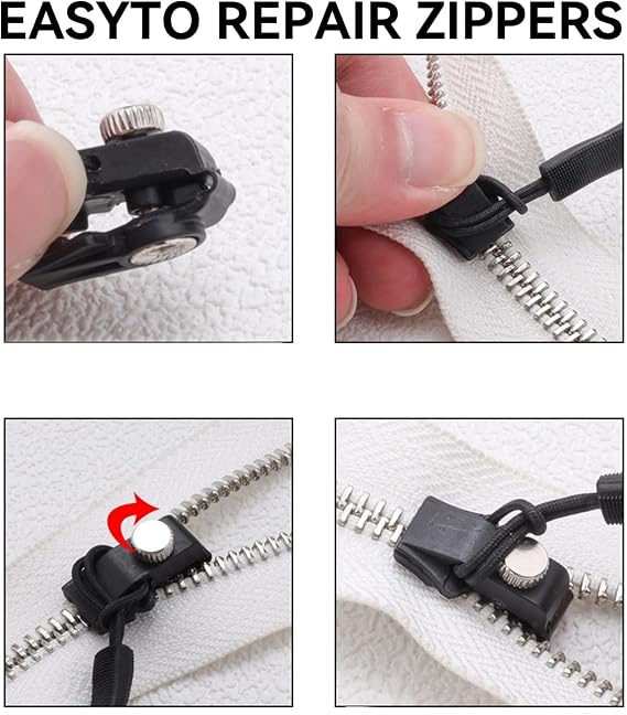 9 Pcs Zip Repair Kit,3 Sizes Zipper Repair Kit,Replacement Zipper Pulls