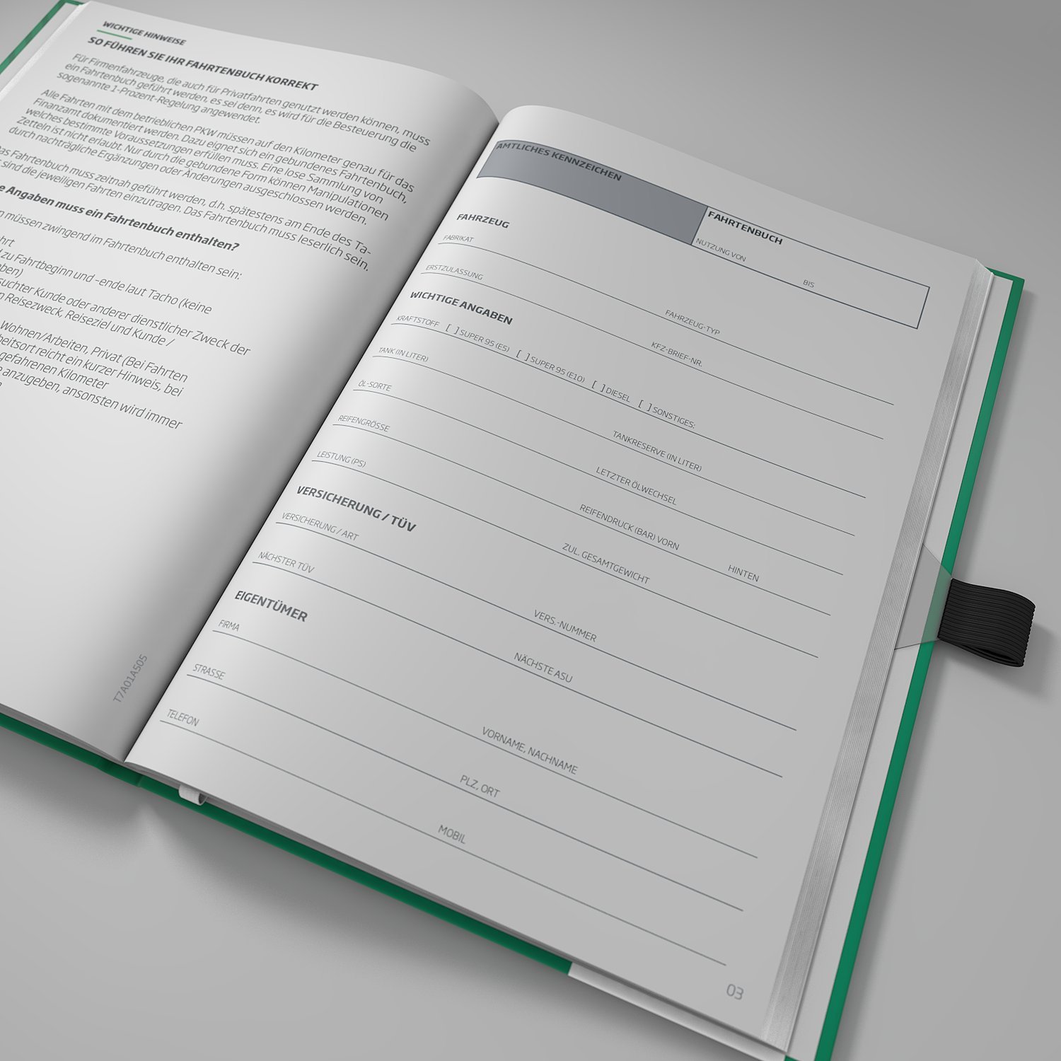 Type 7 - Premium-Fahrtenbuch, Hardcover, DIN A5, 112 Seiten, für Finanzamt geeignet - für PKW und LKW - Für Deutschland und Österreich