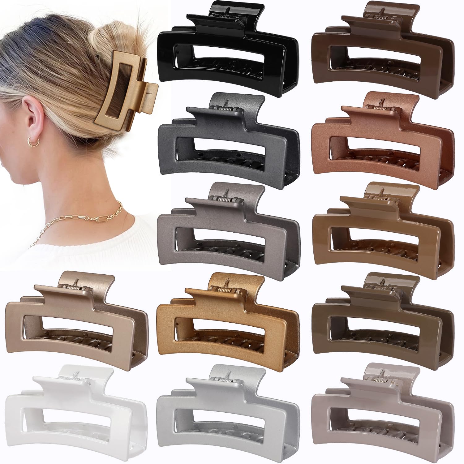 Colorful Hair Clips - 12 Pack Claw Clips for Women & Girls -11 Colorful Hair Clips - 12 Pack Claw Clips for Women & Girls -11