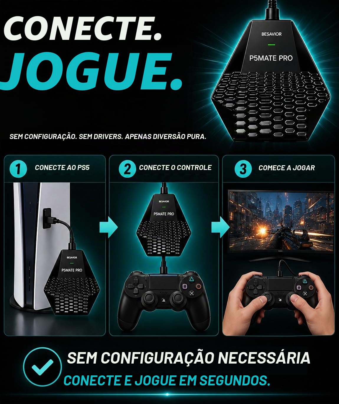 Besavior Conversor Besavior P5Mate Pro com fio/adaptador sem fio