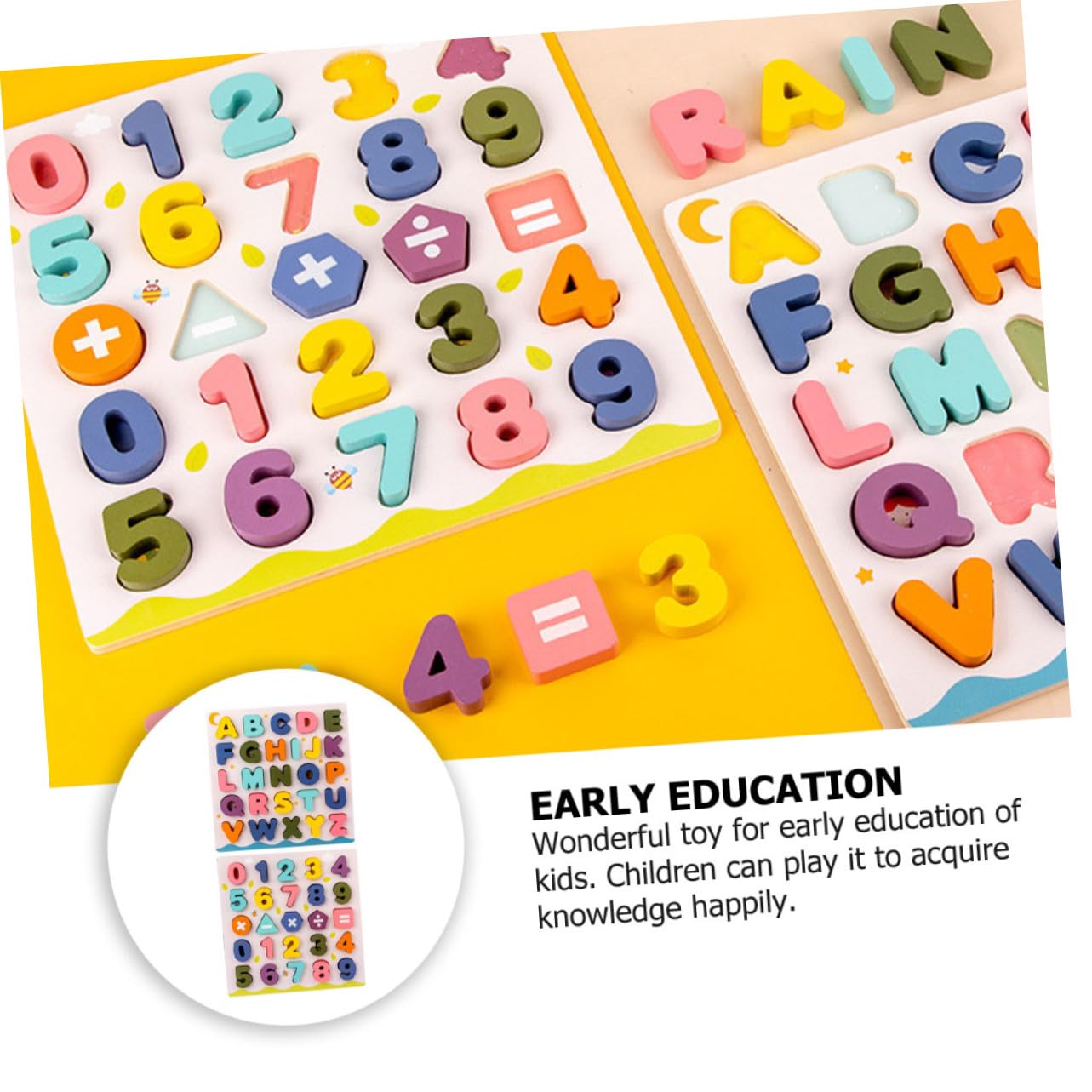 2 Juegos Juguetes Educativos de Madera Bloques Didácticos Reconocimiento de Letras y Números para Pequeños Aprendizaje Montessori Infantil