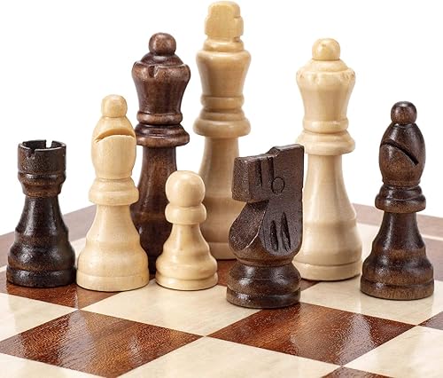 Miniatura 6 de AMEROUS Piezas magnéticas de ajedrez de madera, piezas de ajedrez de madera de Staunton de torneo, figuras de rey de 3.03 pulgadas, piezas de