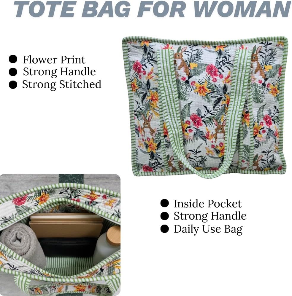 COTSILER Women Tote Bags Lightweight 18x16 Zipper Travel Bag Purse Cotton Shoulder Tote Bags For Shopping,Grocery,Beach Bag - Image 6