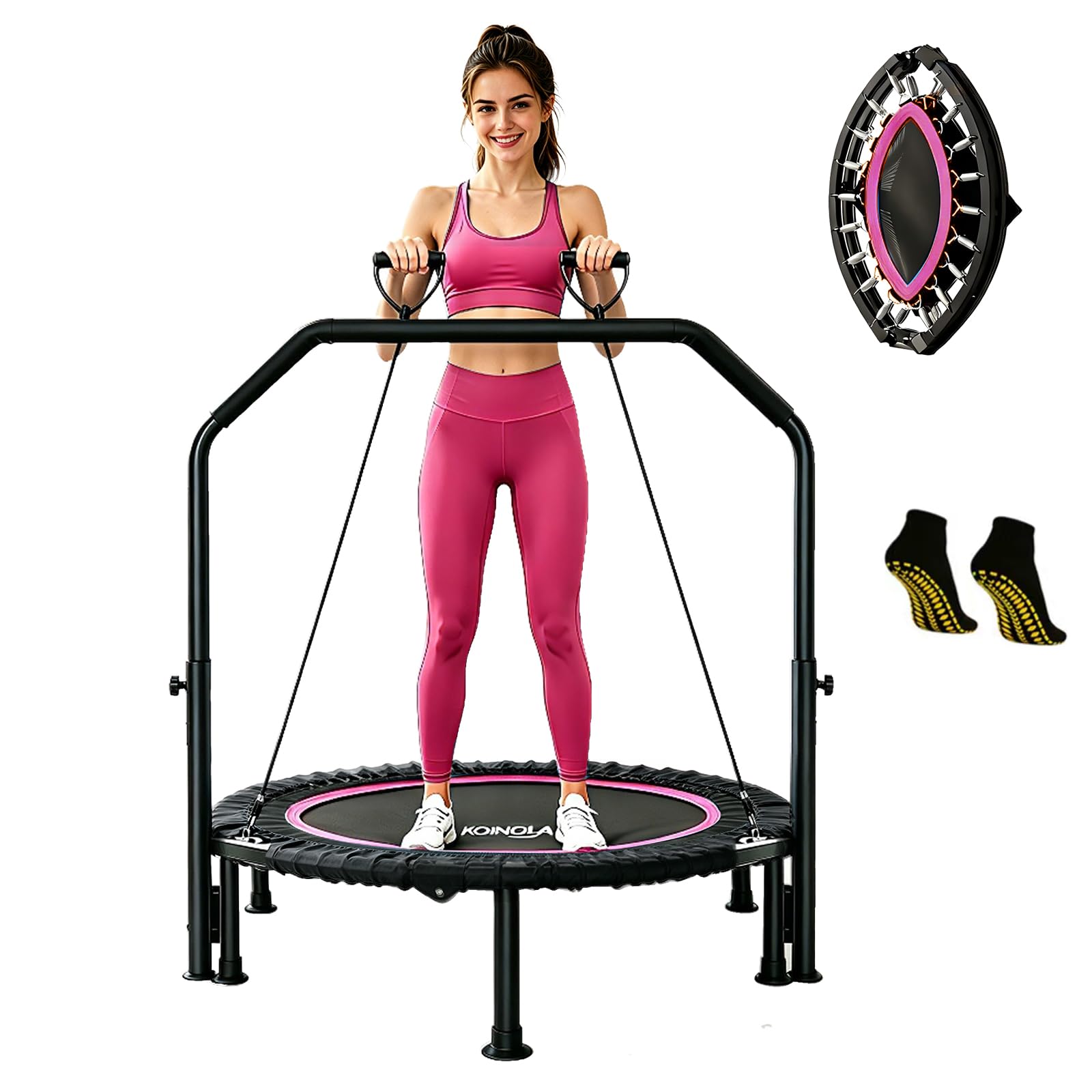 48" Foldable Mini Fitness Rebounder Trampoline 300KG Max Load - Pink