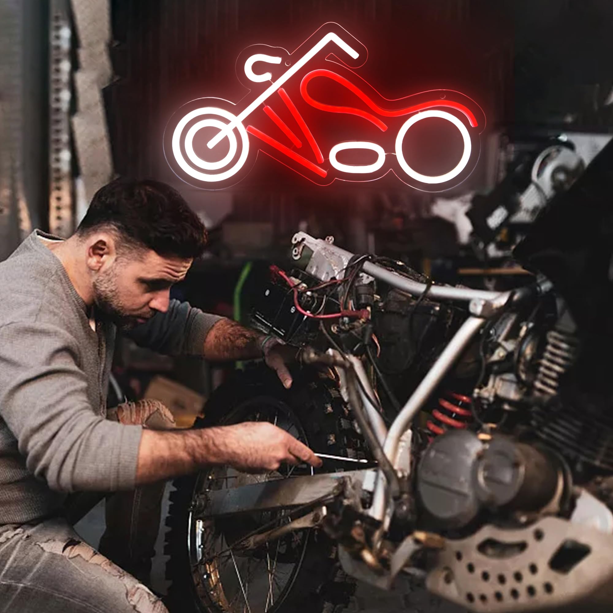 Motorcycle Neon Sign for Man Cave Motor LED Light up Sign
