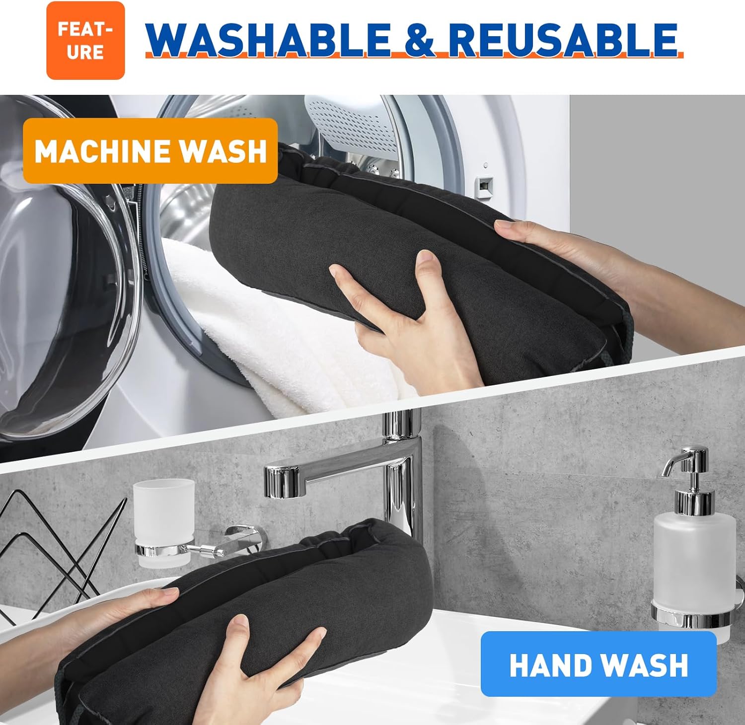 MAGZO Door Draft Stopper 30 Inches, 2 Pack Weighted Triangular Door Snake for Winter Noise Blocker with Hook Loops,Black