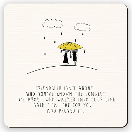 Dorothy Spring Sottobicchiere In Legno E Sughero Con Frase Motivazionale 'Friendship Is Like Sunshine' - 9x9 Cm, Regalo Ideale Per Amiche - 5