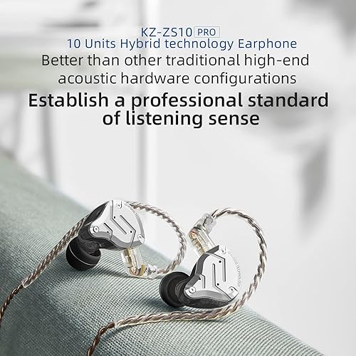 Miniatura 7 de KZ ZS10 Pro - Auriculares con monitor de oído, auriculares de metal 4BA 1DD, auriculares de bajo de alta fidelidad IEM con cable C desmontable de 2