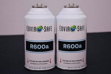 ENVIRO-SAFE R600a Refrigerant - 2 cans - 6oz Inverted Piercing Style Top for HVAC & Refrigeration Use | 99.7% Purity | EPA Approved Hydrocarbon