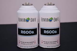 ENVIRO-SAFE R600a Refrigerant - 2 cans - 6oz Inverted Piercing Style Top for HVAC & Refrigeration Use | 99.7% Purity | EPA Approved Hydrocarbon