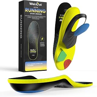 Welnove Running Shock Absorption Insoles for Men & Women - Sport Athletic Shoe Inserts,TPU Arch Support for Stability,Sports Protection,Reduce Muscle Fatigue,& Boost Speed - Sneaker Inserts-XS,Black