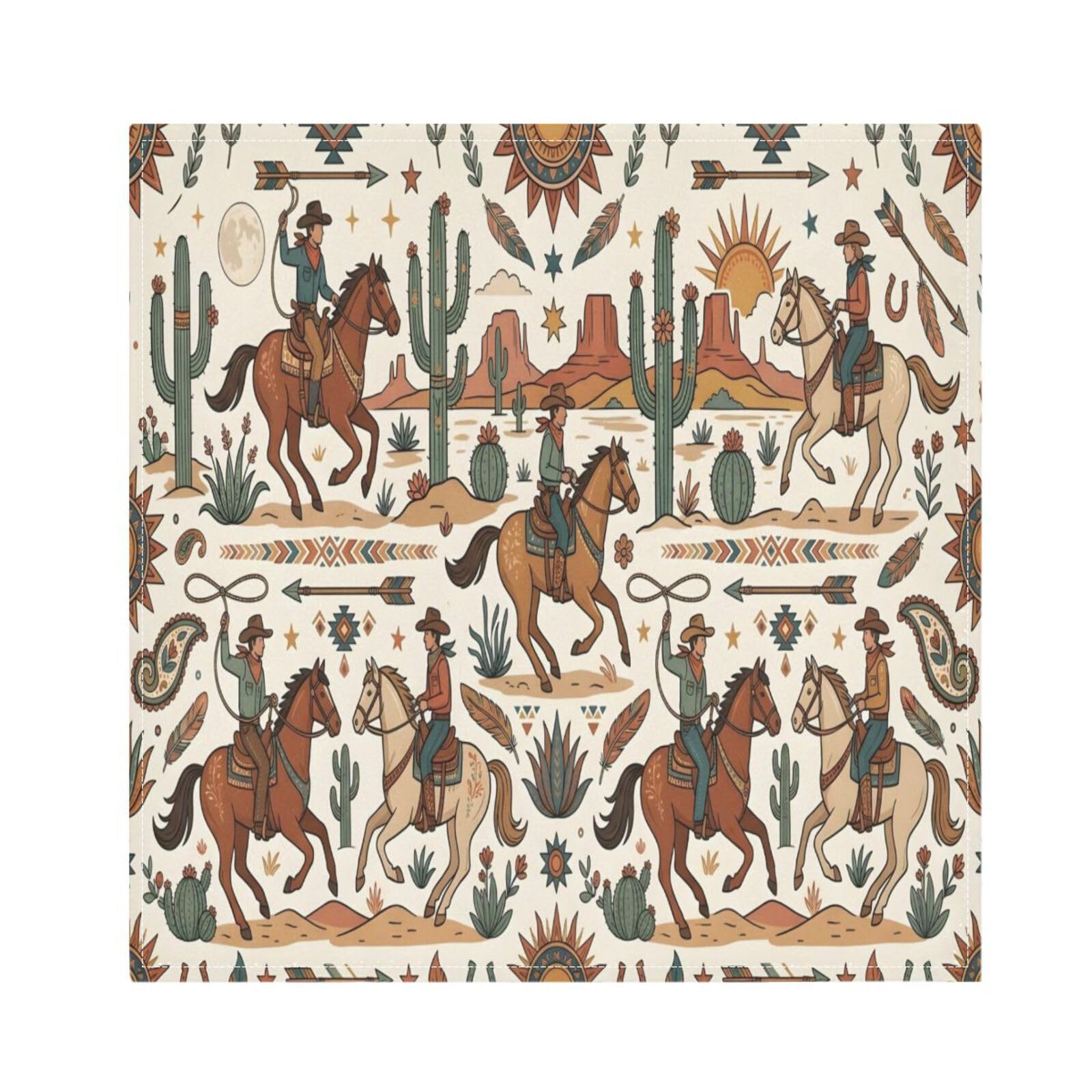 Ttgoth Cowboy Cloth Napkin Set of 6 Washable & Reusable Dinner Napkins for Dining Table, Banquets, Wedding, Party, 50x50 cm