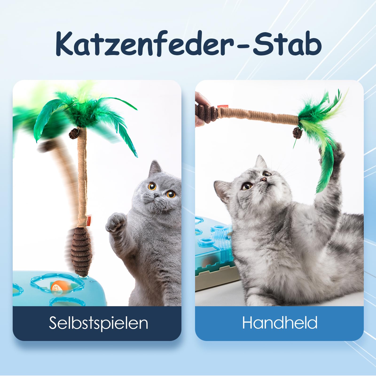 Migipaws 7-in-1 interaktives Katzenspielzeug – Das ultimative Spielzeug für Katzen mit Bewegungssensor, LED-Nachtmodus, Reizstab, Katzenminze-Ball und Schaumstoffbällen für gelangweilte Wohnungskatzen