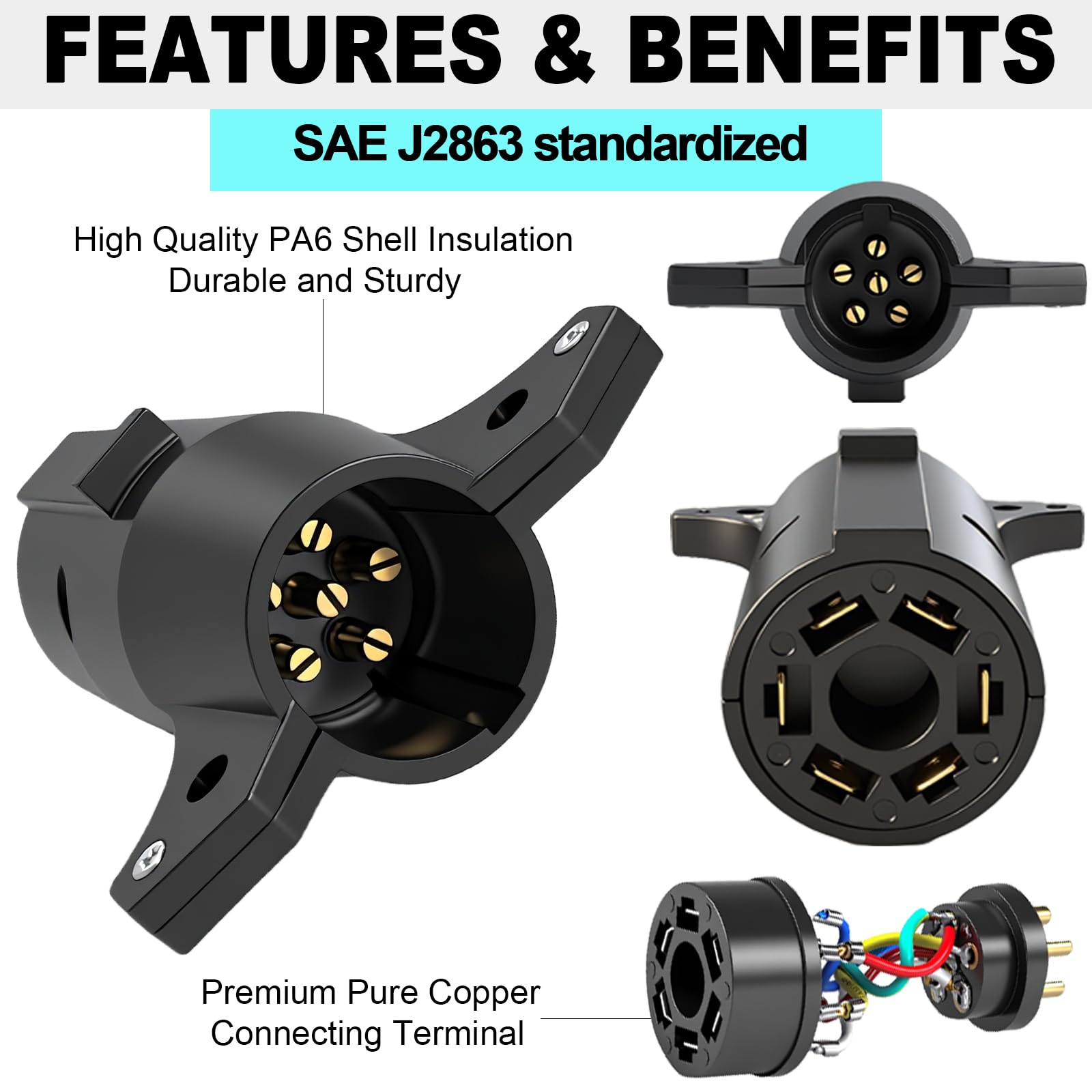 Amazon.co.jp: CXTM 7 Pin to 6 Pin Trailer Plug Adapter, 7RV