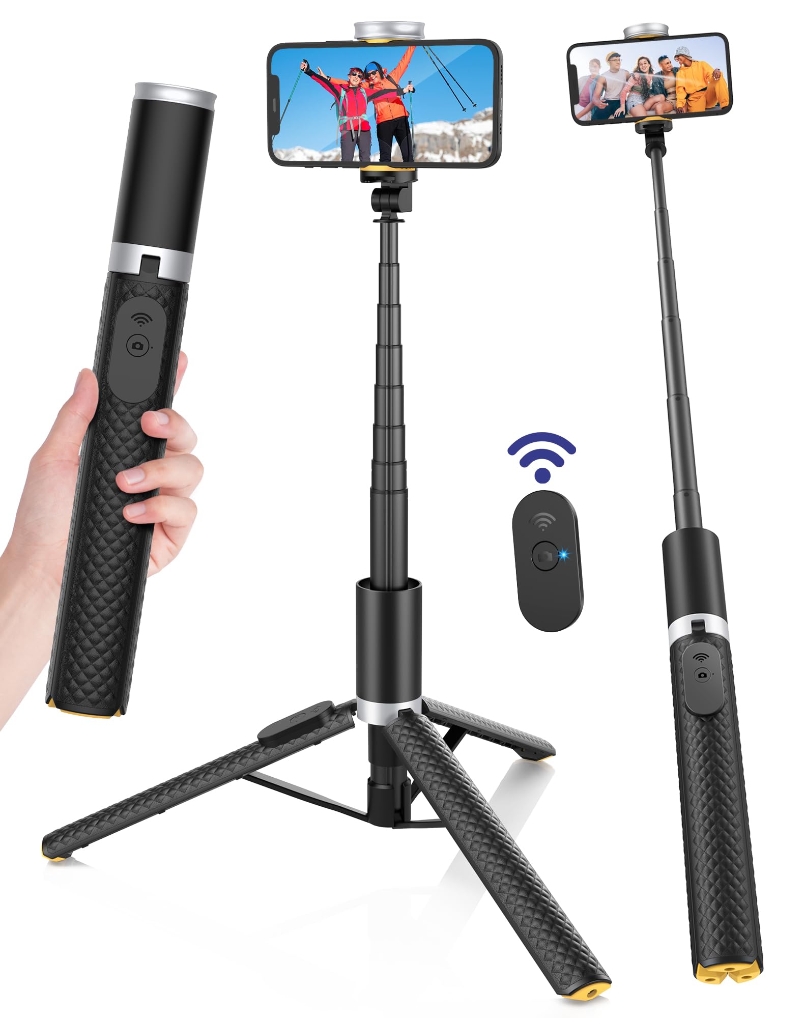 POVODO Phone Tripod Selfie Stick:Phone Stand for Recording,Bluetooth Selfie Stick for iPhone Compatible with Android（Samsung Galaxy s24 Ultra） is