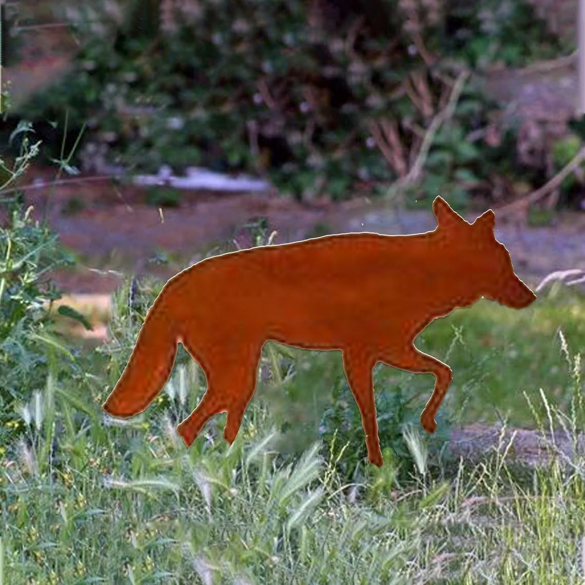 Metal Coyote Sign Yard Art,Coyote Garden Sign Stake,Metal