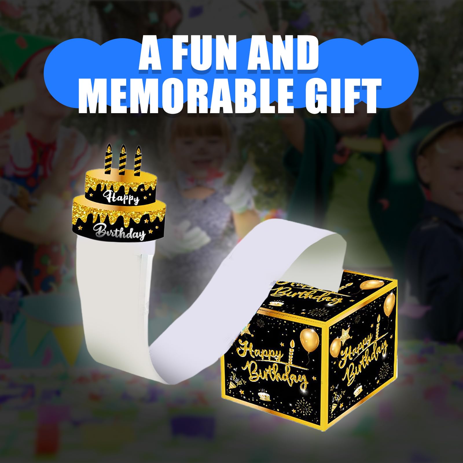 Tirelire-surprise Anniversaire - Boîte Transparente Coulissante, Cadeau Original Pour Fêtes Et Célébrations (bleu)
