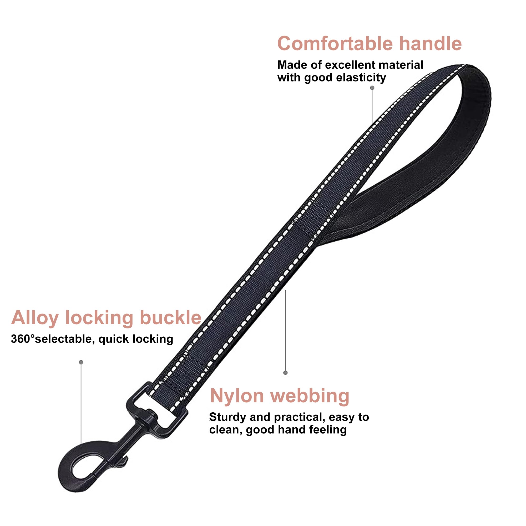 DOETYD Short Dog lead for Training Short Leash with Soft Padding, Nylon Reflective Pet Walking Leash, Strong and Durable - Image 3