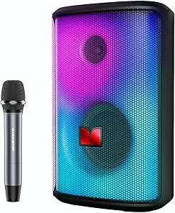 Monster Sparkle Bluetooth Speaker 120W Peak with Microphone, Portable Speaker and Heavy Bass, Full-Screen Colorful Lights, 24H Playtime, AUX, USB Playback, Waterproof Loud Speaker for Outdoor asin的图片