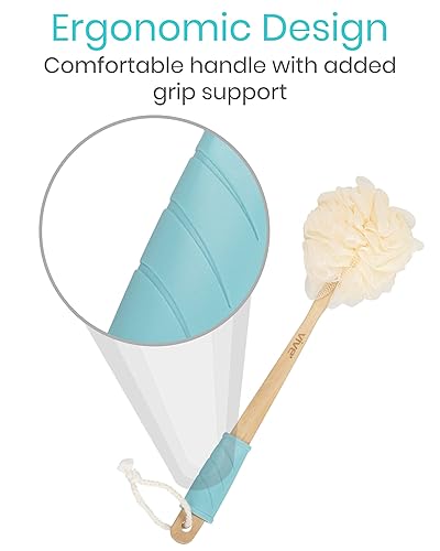 Miniatura 6 de Loofah limpiador de espalda de Viveesponja exfoliante para baño y ducha con mango largo esponja sobre un palo con cadena para ganchohombres y mujeres