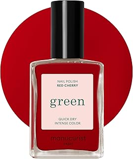 Manucurist - Green Red Cherry Nail Polish - Cherry Red Nail Polish - 9-Free, Vegan and Plant-Based - Manicure - Made in France - 0.5 fl oz