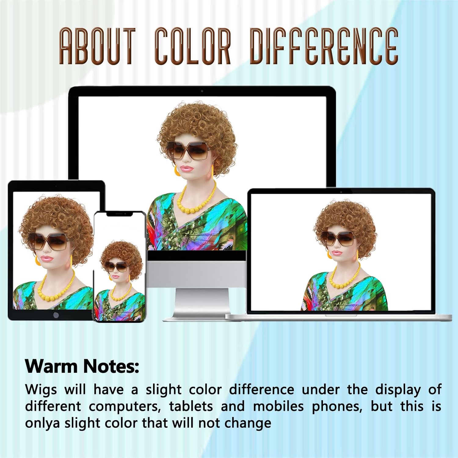 5Pcs Reddish Orange Curly Wig + Glasses +Yellow Jewelry Sets+Wig Cap for Landlady Costume Short Curly Orange Wig for Cosplay Halloween Party - Image 7