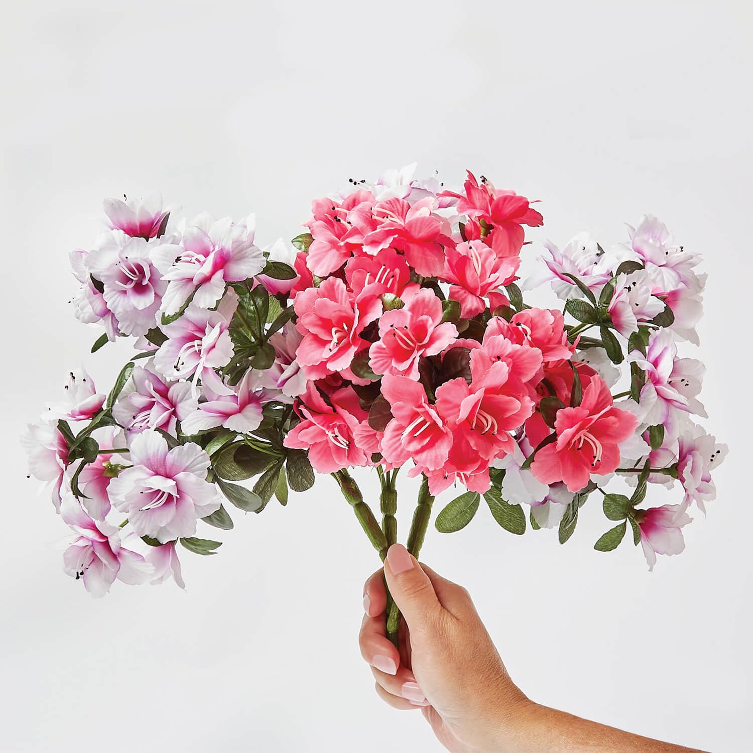 Coopers Of Stortford Pink Set Of 3 Artificial Faux Azalea Flowers Stems