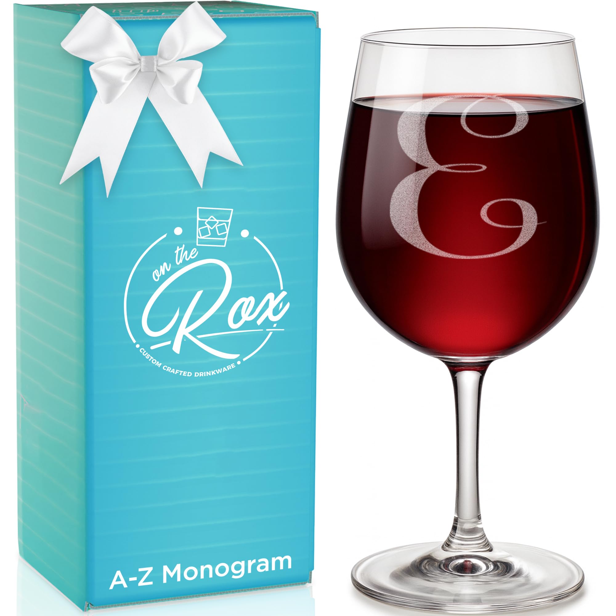 Monogrammed A-Z Wine Gifts for Women - 12.75 oz Engraved Personalized Wine Glass- Funny Wine Lover Monogram Gifts for Women - Unique Wine Glasses Gift