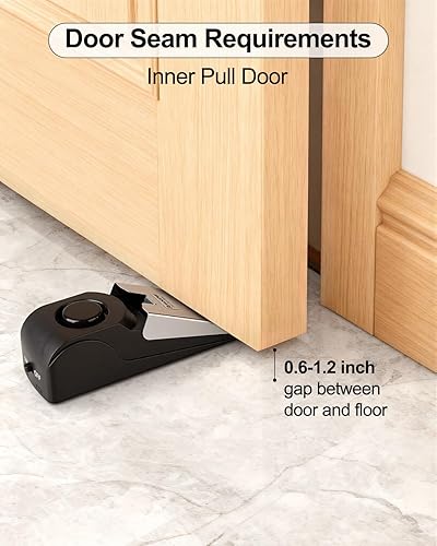 Miniatura 6 de Paquete de 2 alarmas de tope de puerta, tope de puerta con alarma de seguridad de 120 DB, sirena de tope de puerta de cuña de piso, dispositivos de