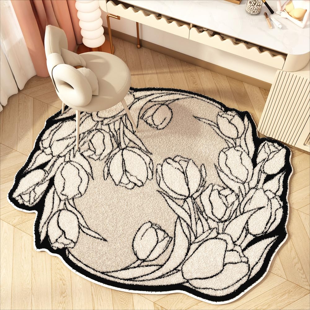 Tapis de salon confortable à fleurs pour créer un coin lecture cocooning