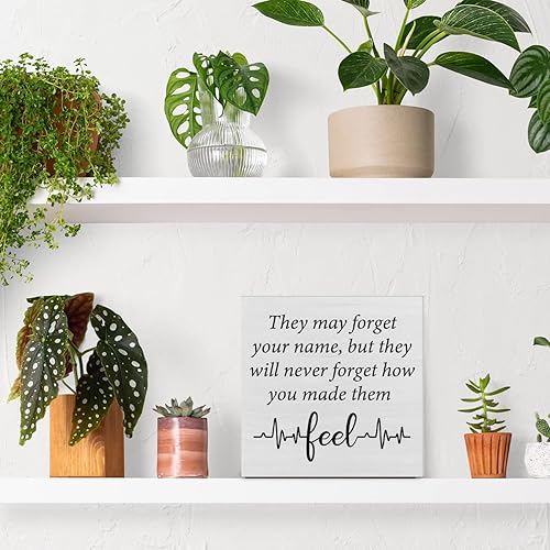 Miniatura 5 de Inspiration - Cartel decorativo de madera con cita para enfermera, con texto en inglés "They May Forget Your Name", placa de bloque de madera,