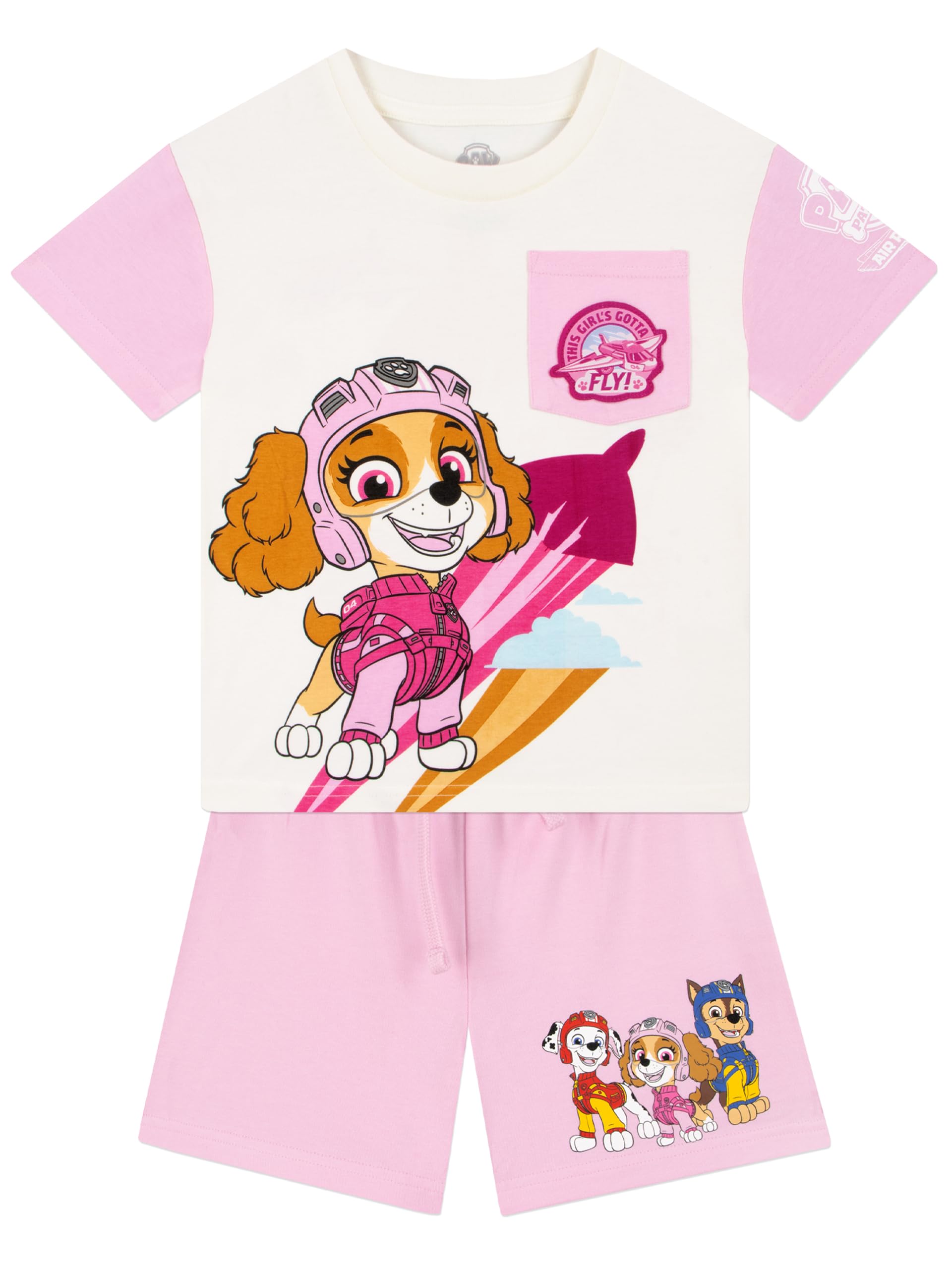 PAW Patrol T-Shirt I Szorty Dla Dziewczynek | Ubranka Skye Dla Dzieci | Bawełniany T-Shirt Skye I Szorty Dla Dziewczynek