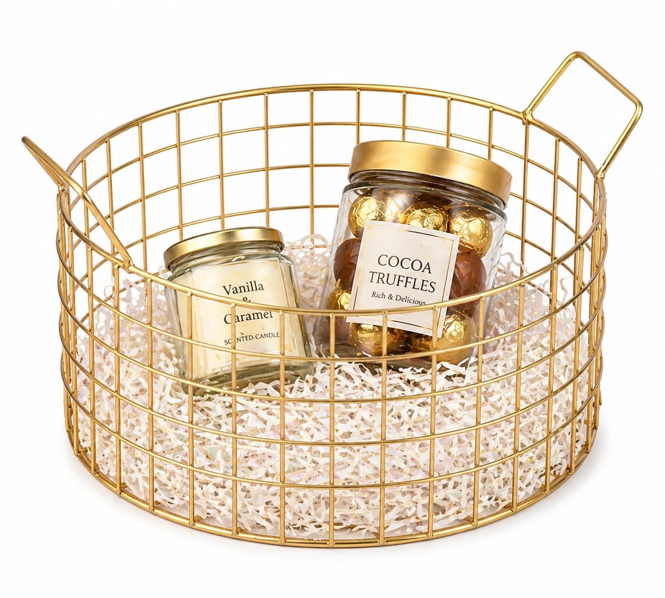 Craft Brio -A TRENDY HANDICRAFTS Multi-Purpose Metal & Gold Finish Wire Round Basket (Gold, Medium, 9.5 X 10 X 5 Ht) Pack Of 1-image-8