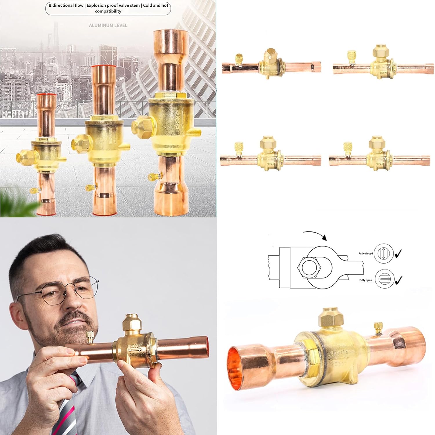 Heavy Duty Bi-Directional Shut-off Valve Heat Resistant Brass Isolation Valve Designed For Refrigerant Lines In Unit HVAC Copper Gate