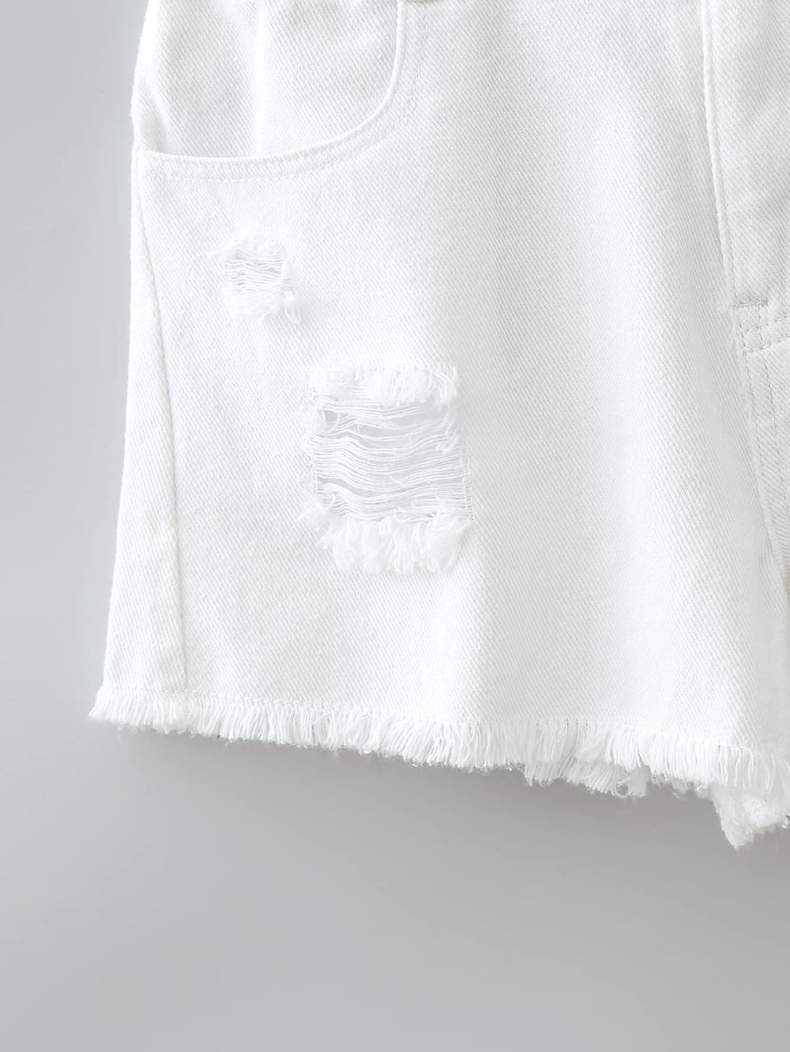 OYOANGLE Girl's Mid Rise Ripped Raw Hem Straight Leg Jean Denim Shorts with Pocket - Image 5