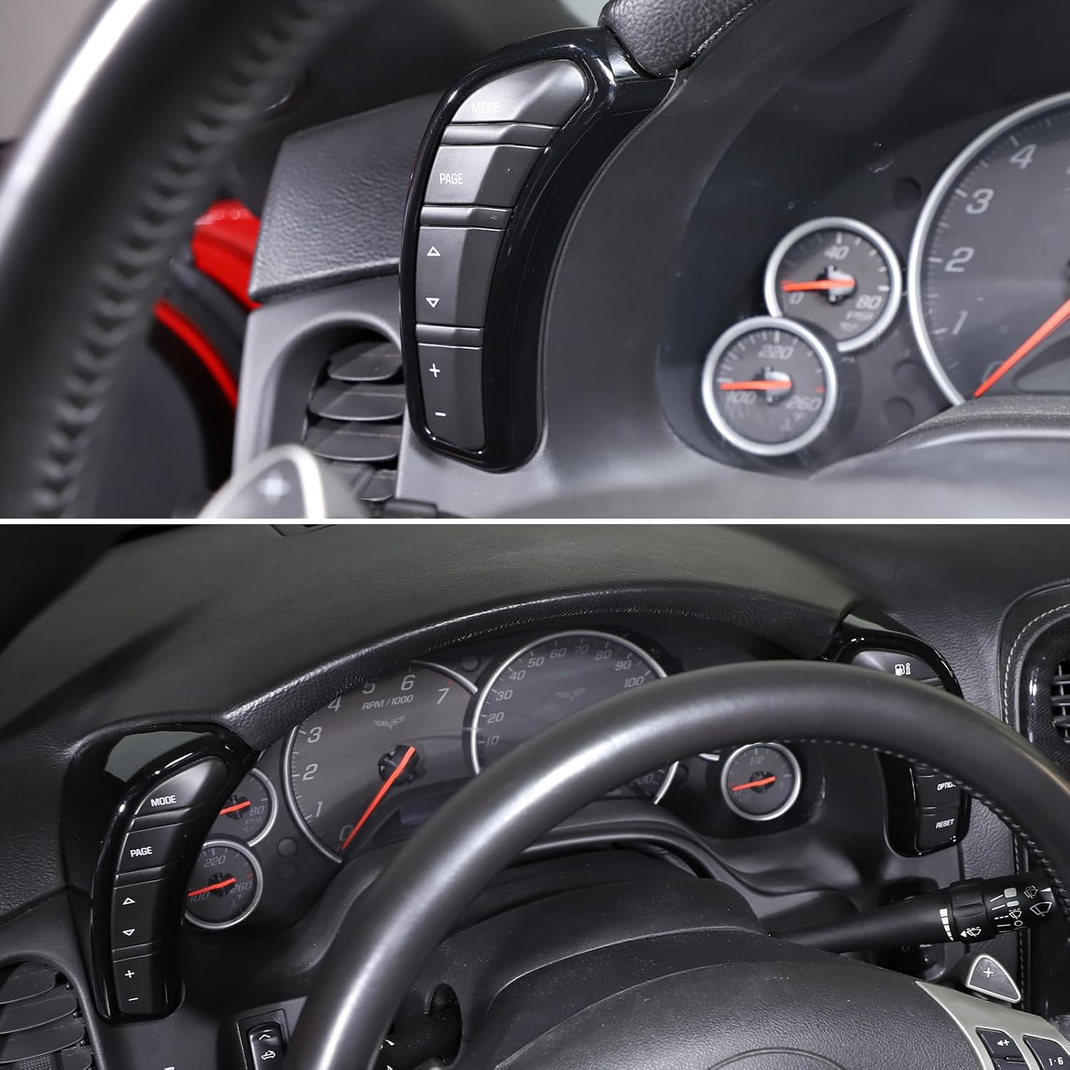 Dashboard Button Cover Trim Compatible with Chevy Corvette C6 2005-2013, Speedometer Bezel Cover Trim Frame Interior Accessories (Gloss Black)