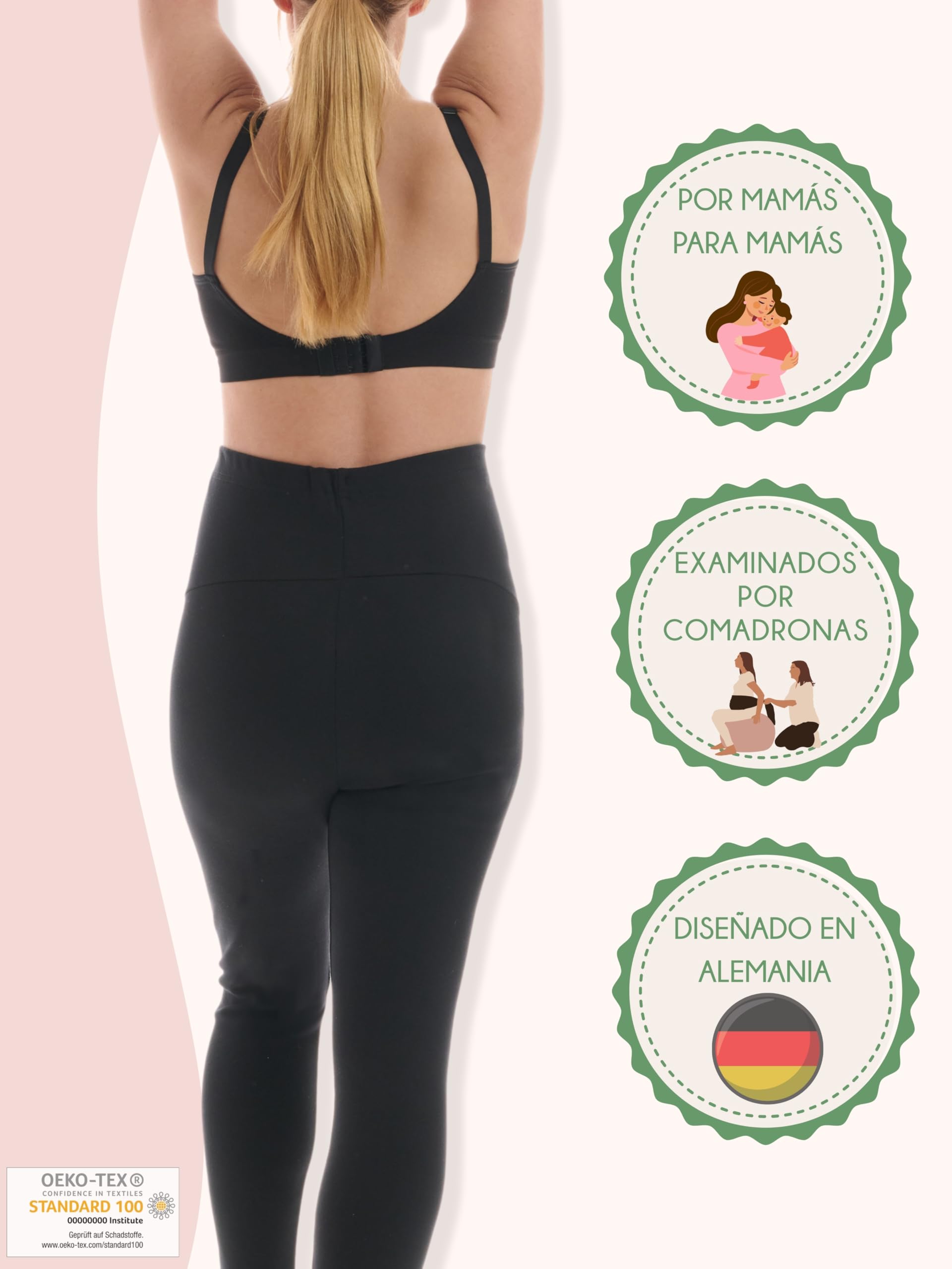 Herzmutter Leggings Premama - Mallas Maternidad Invierno - algodón - Futura Mama - Opaco - Suave - cálidas - Material Caliente - Ropa Premama- 1500 - Negro-Azul-Gris - 1500