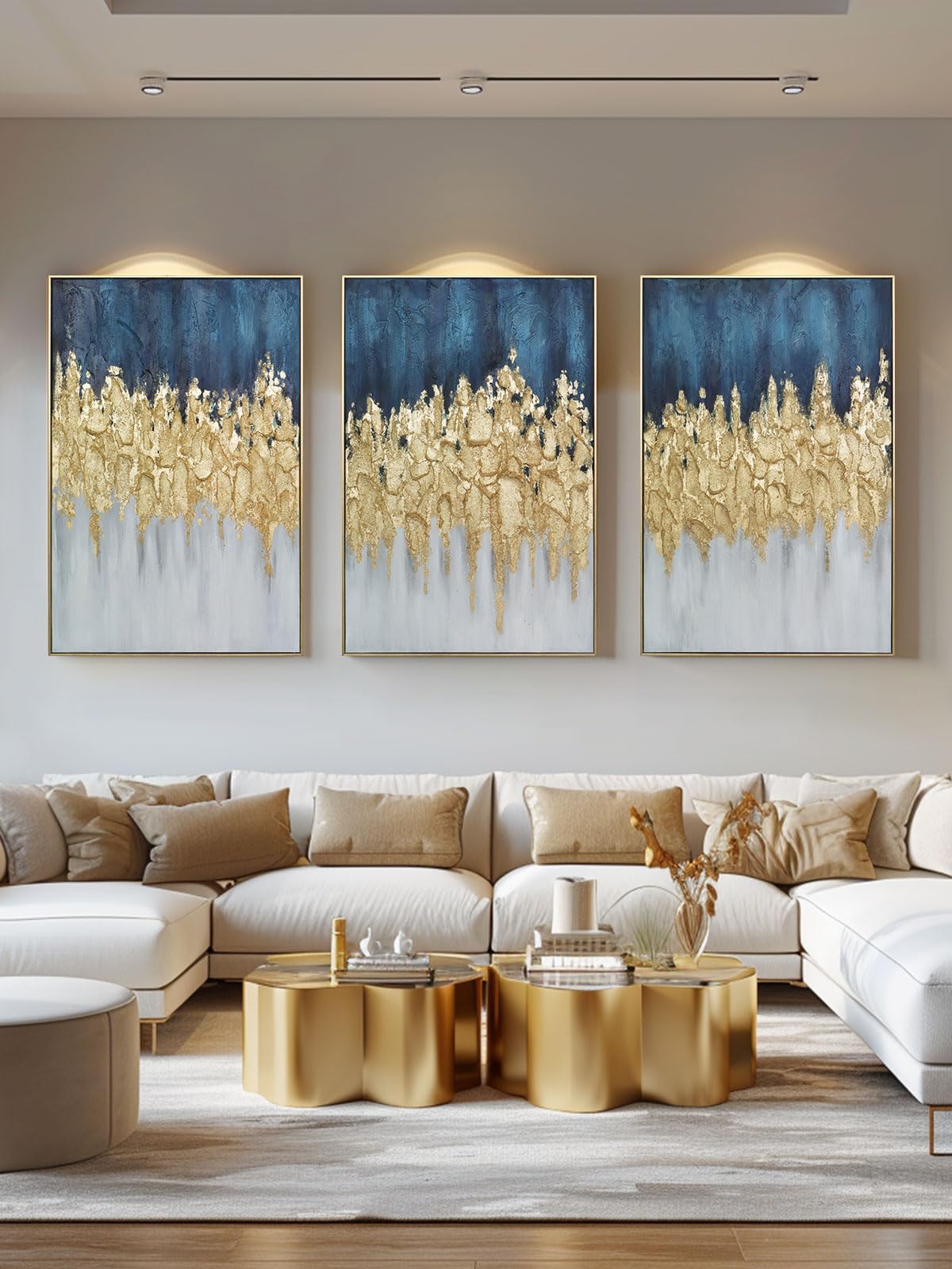 Zessonic Abstract Wall Art Hand-Textured Modern - Set of 3