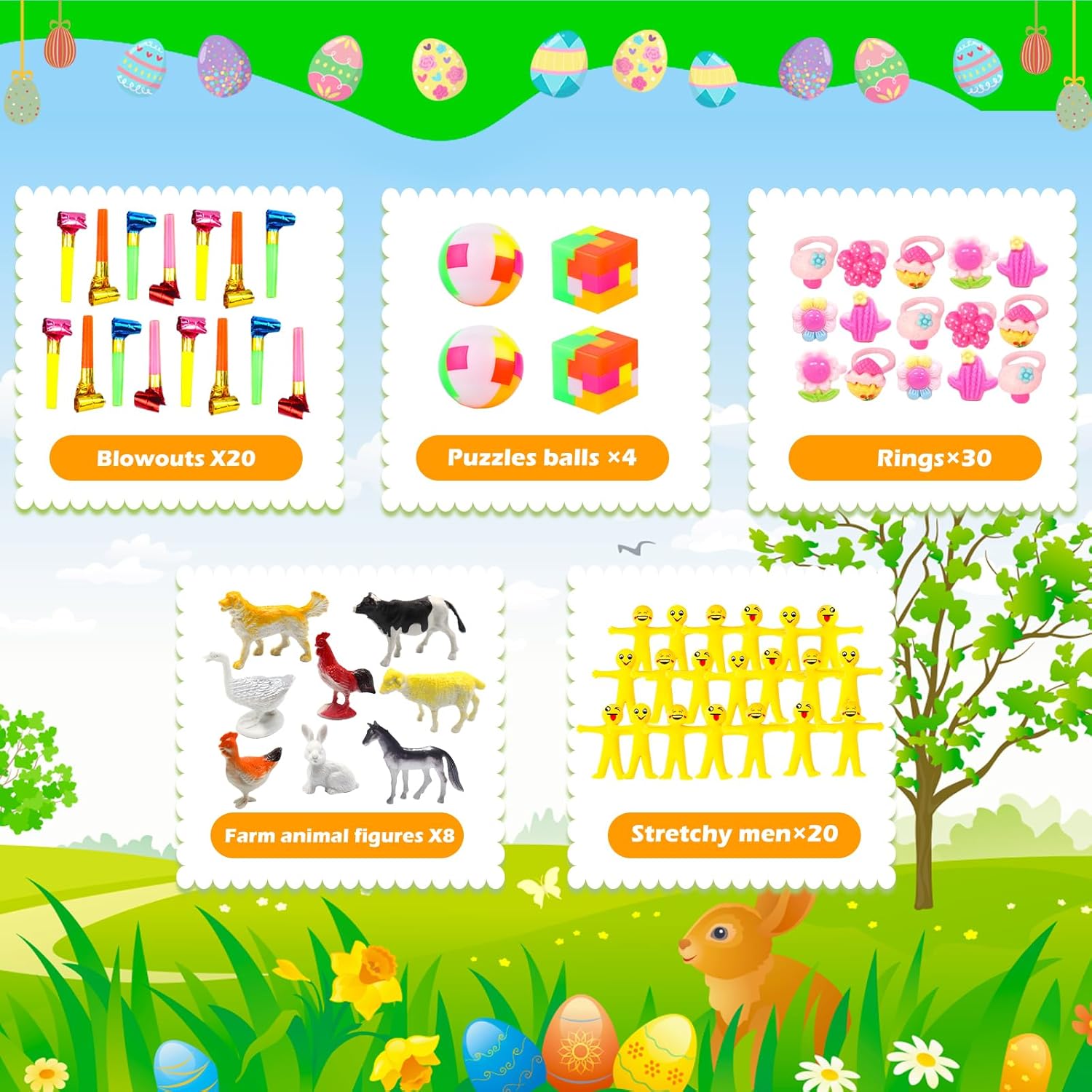 GOAUS Easter Egg Fillers Party Favors for Kids, 220 Pcs Small Toys Prizes Bulk, Goodie Bags Stuffers, Treasure Box Toys for Classroom, Prize Box Birthday Goody Bag - Image 3