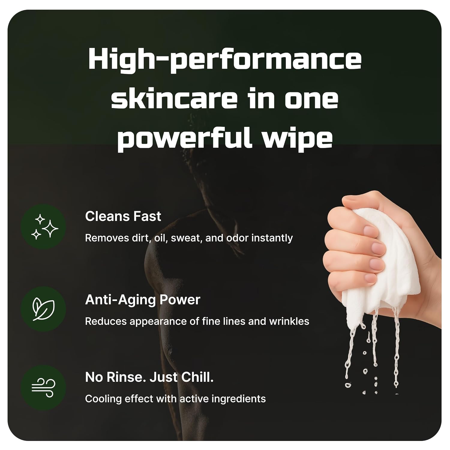 Mens Face Wipes 5-in-1 Anti-Aging Face Cleansing Wipes for Mens Skin Care with Retinol, Collagen, Snail Mucin, Hyaluronic Acid & Niacinamide – Alcohol-Free for Oily or Acne-Prone Skin Woodsy Scent - Image 5