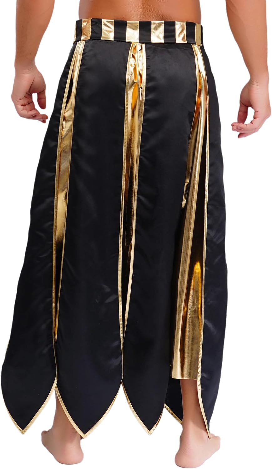 Jugaoge Mens Ancient Greek Costume Leggings Egypt King Trousers Roman Halloween Outfits Long Pants Black Large