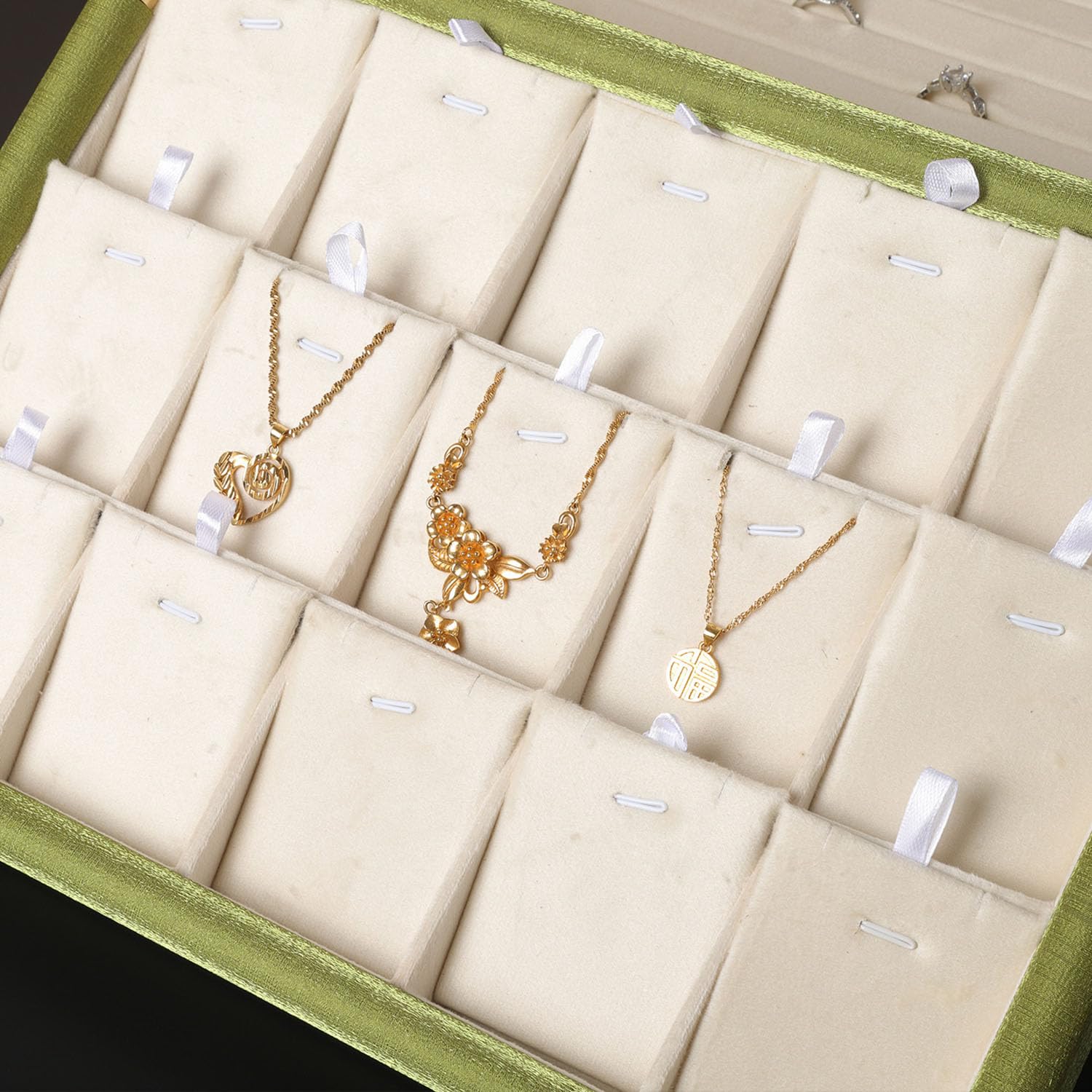 Plateau à bijoux plat en velours, élégant plateau de présentation empilable