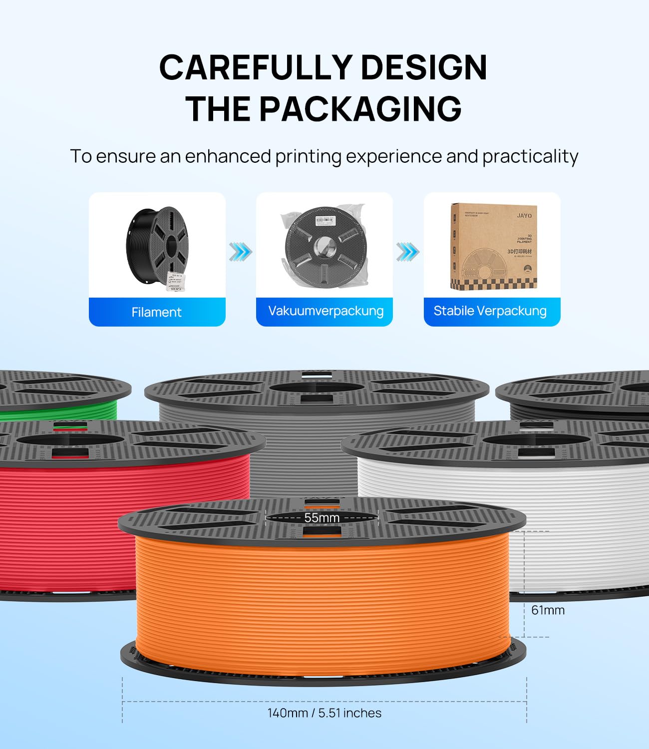 JAYO Niebieski+czerwony+biały/czarny Rapid Matte PETG filament 1,75 mm 4,4 kg